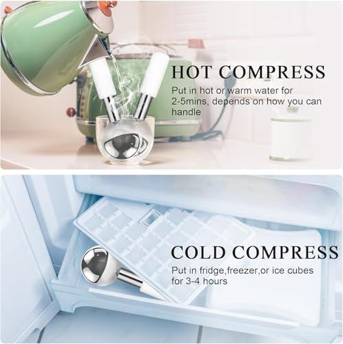 Ice Globes Stainless Steel Beauty Facial Massagers for Face & Eyes, Premium Unbreakable Stainless Steel Cryo Sticks for Be...