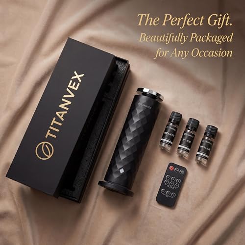 TitanVex Essential Oil Diffuser Bundle - Cordless Waterless Diffuser for Home, Office, Car, Bathroom – USB Rechargeable Re...