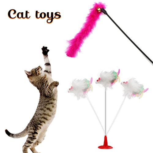 Cat Toys Kitten Toys Assortments, 32 Packs Cat Toys Variety Pack for Kitty, Cat Balls with Bells,Cat Feather Toy, Cat Mous...