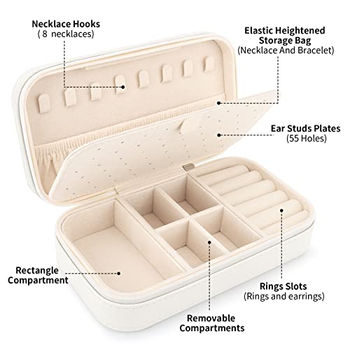 DesignSter Travel Jewelry Box, PU Leather Portable Jewelry Case, Small Jewelry Boxes for Gifts, Travel Jewelry Organizer f...