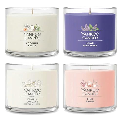 Yankee Candle Mini Jar Scented Candles, Small Single Wick Candle Set, Soy Wax Blend, Vanilla Cupcake, Lilac Blossoms, Coco...