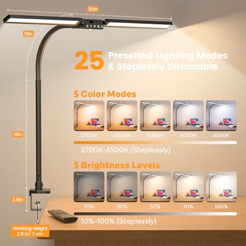 SIBRILLE Upgraded LED Desk Lamp for Home Office with RGB, Rotatable Computer Desk Light with Remote, Tall Table Lamp with ...