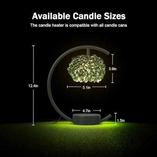 Yeuslor Candle Warmer Lamp for Jar Candles with Adjustable Brightness＆Timer，Handcrafted Green Crystal Candle Lamp Luxuriou...