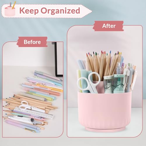 SKYDUE Makeup Organizer, Rotating Pencil Pen Holder for Desk, Dual-Purpose Desk Organizer for Cosmetics & Pens, Makeup Bru...
