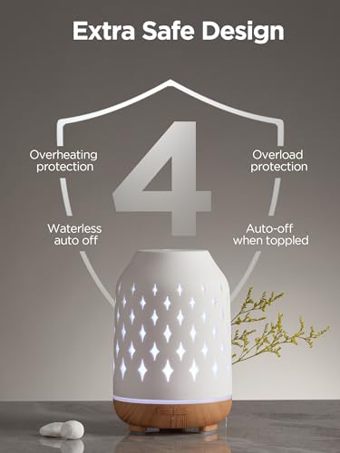 InnoGear Aromatherapy Diffuser, 150ml Ceramic Diffuser Mother's Gift Ultrasonic Humidifier Cool Mist Essential Oil Diffuse...