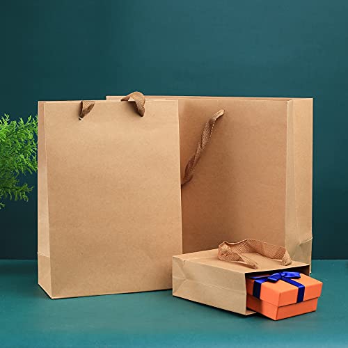 12 Pcs Kraft Paper Bags with Handles, Brown Paper Gift Bags Bulk, Small, Medium & Large Retail Bags for Small Business, Sh...