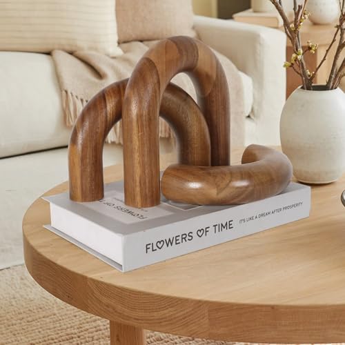 Oakrain 3 Pcs Wood Shelf Decor Aesthetic, Modern Aesthetic Home Decor Accent, Decorative Object for Coffee Table, Book She...