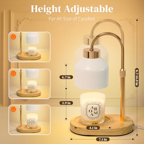 Seniny Electric Candle Warmer Lamp with Timer Dimmable, Adjustable Height Lamp Candle Warmer for Jar Candles, Home Decor W...