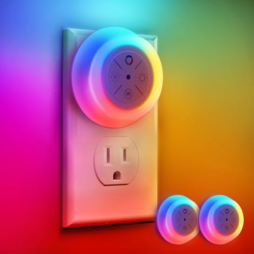 Dawnrise Night Lights Plug Into Wall, Dusk to Dawn Sensor, 2 Pack,12-Color Changing Led Plug in Night Light Dimmable for B...