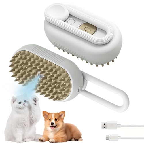 3-in-1 Cat Grooming Brush – Water Spray & Self-Cleaning Shedding Brush for Cats & Dogs – Pet Hair Removal & Massage Comb f...