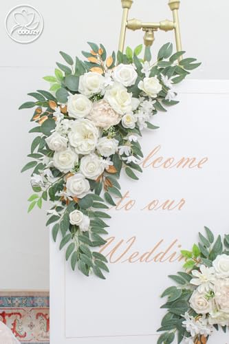 Odouzy Pack of 2 Wedding Arch Decorations Artificial Hanging Flowers Floral Swag for Wedding Welcome Sign Backdrop Balloon...