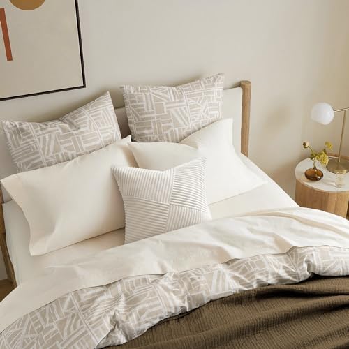 Topfinel Cream White Decorative Neutral Throw Pillow Covers 18x18 Inch for Couch Sofa Bed, Soft Corduroy Striped Patchwork...