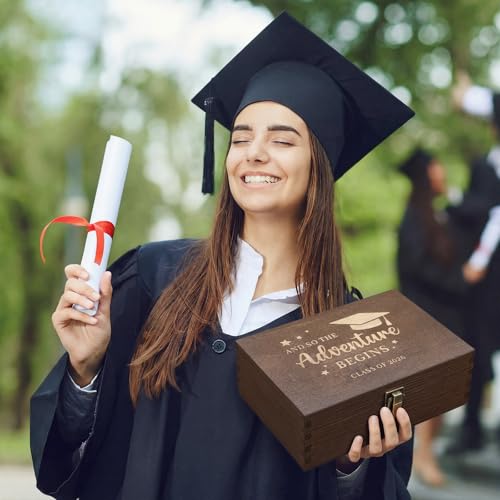 CroBlissful School Years Memory Box Graduation Keepsake Box 2026 Wooden Memory Boxes High School College Graduates Cap and...