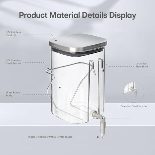 HardcorePet Premium Stainless Steel & Glass Pet Water Bottle - Firing Pin No-Drip Dispenser for Rabbits/Parrots/Rodents | ...