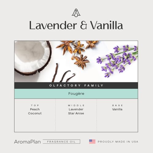 AromaPlan Scents, Clean Smelling Essential Oils,Inspired by Lavender & Vanilla Downy (5 Fl Oz /148ml)-Fresh Scent Essentia...