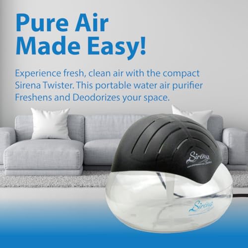 Sirena Twister Air Purifier (Black) - Water Filter Air Washer For Home and Office - Essential Oil Aroma Diffuser With LED ...