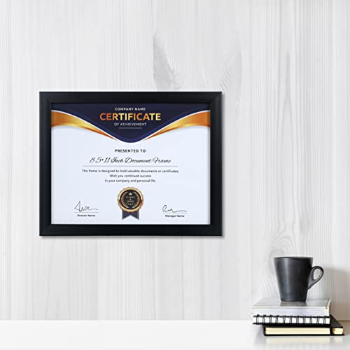 ELSKER&HOME 8.5x11 Picture Frame - Certificate Document Frame 6 Pack with Semi-Tempered Glass - Black Sturdy Wood Composit...