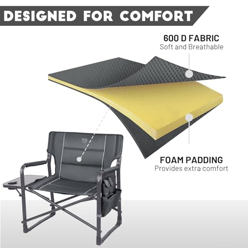 Timber Ridge XXL Upgraded Oversized Directors Chairs with Foldable Side Table, Detachable Side Pocket, Heavy Duty Folding ...