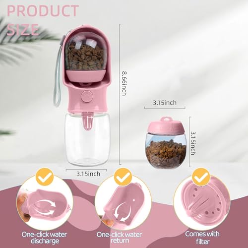 Dog Water Bottle with Food Container, Leak Proof Portable Pet Dispenser with Lock and Cleaning Brush,Dogs Stuff Water Bott...
