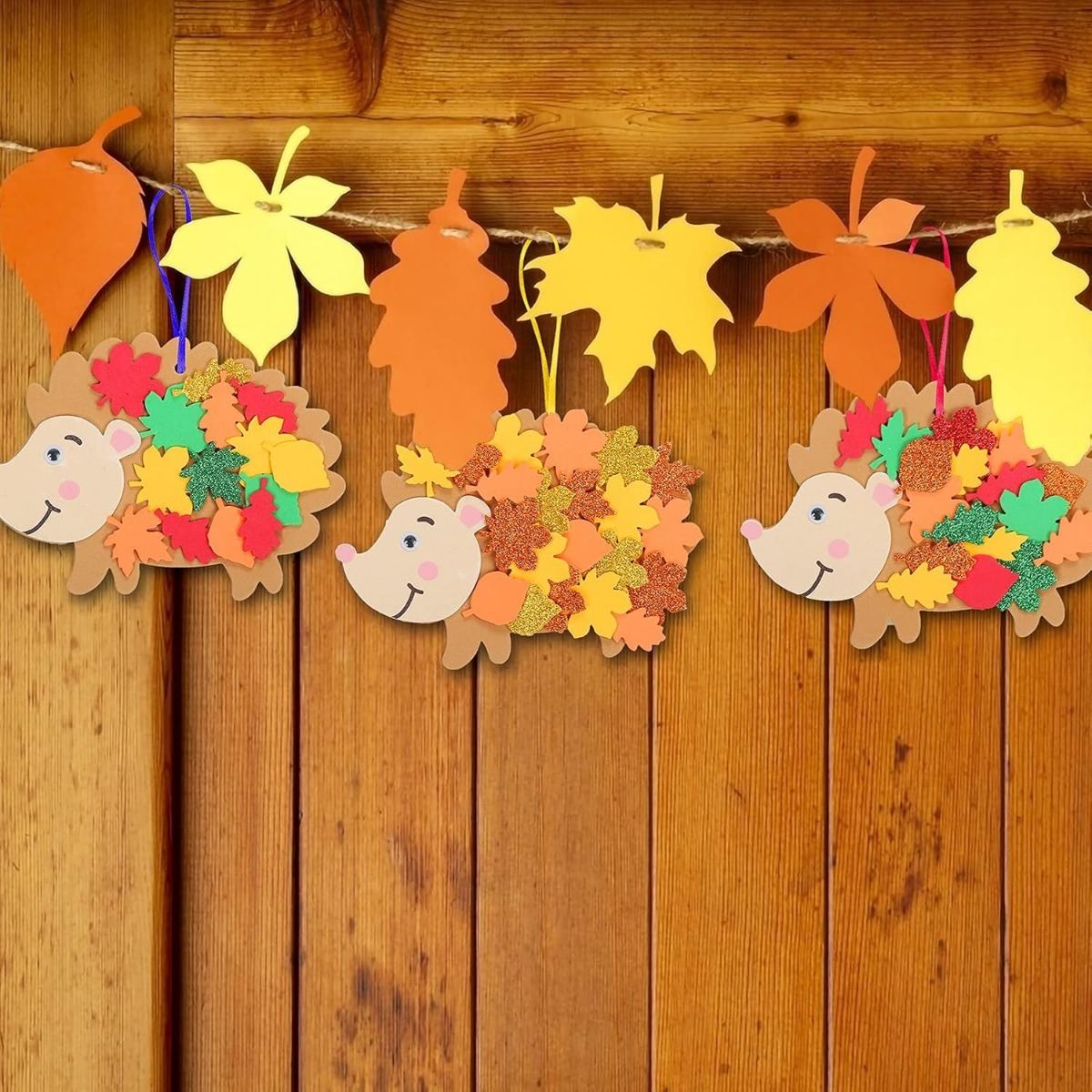 12 Hedgehog Craft Kits For Fall: Creative Craft Sets, Creative Arts And Crafts, Crafts With Foam Rubber Stencils, Maple Leaf Craft Kit, Fall Decor For Fall