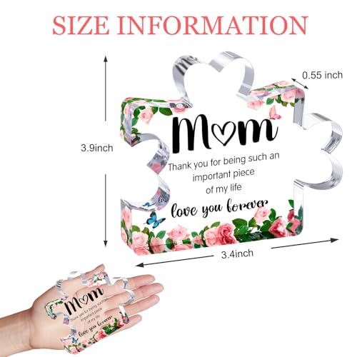 Mothers Day Mom Gifts for Mom Grandma Wife from Husband Daughter Son -Cute Engraved Acrylic Block Puzzle Piece - Mother's,...