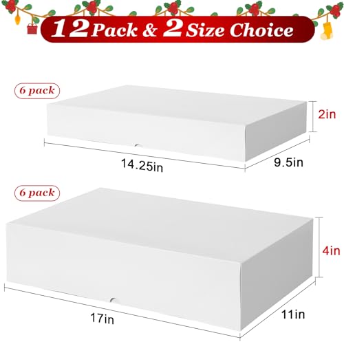 STYPOP 12 Pack Gift Boxes with Lids for Present - 6 Extra Large 17" (4" Deep) & 6 Large 14" (2" Deep) White Gift Boxes for...