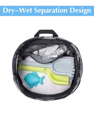 ecosmile Drawstring Backpack Sandproof Beach Backpack with Shoe Compartment & Wet Pocket Waterproof Mesh Swim Bag Pool Bag...