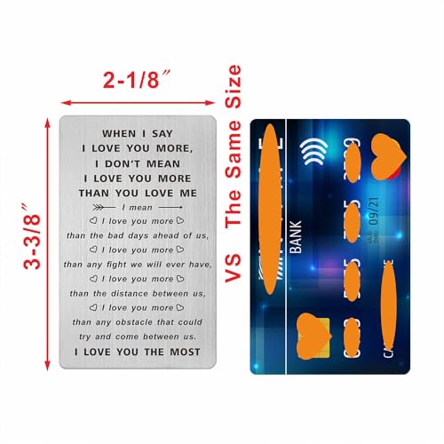 TANWIH When I Say I Love You More Wallet Card, Romantic Valentines Day Cards, I Love You Gifts for Him Her, Valentines Gif...