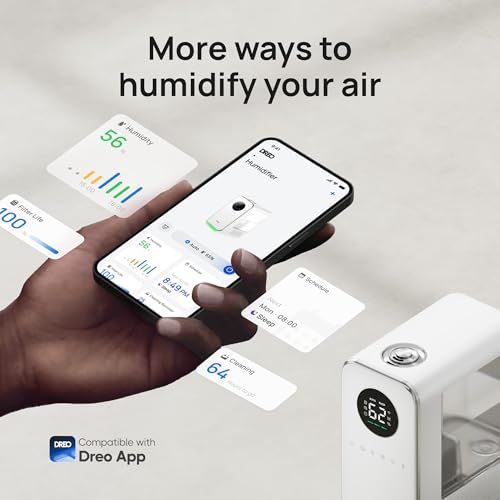 DREO Humidifiers for Bedroom, Top-filled Smart Quiet Cool Mist Humidifier for Large Room Home, Oil Diffuser & Nightlight, ...