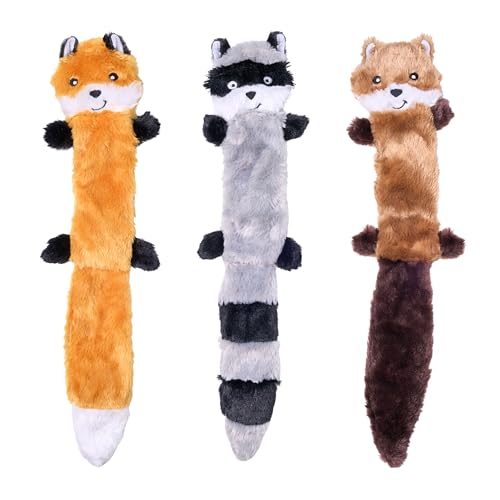 ZippyPaws Skinny Peltz - No Stuffing Dog Toy Pack to Keep Them Busy, for Medium and Large Dogs, Squeaky Pet Toys, Unstuffe...