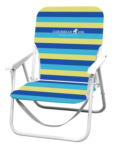 CARIBBEAN JOE Folding Beach Chair, 1 Position Lightweight and Portable Foldable Outdoor Camping Accessories with Carry Str...