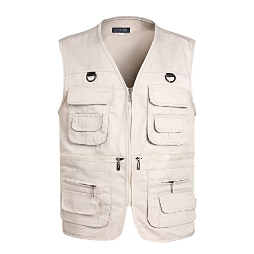 LISUHEPEAL Men’s Fishing Vest Summer Outdoor Work Safari Travel Photo Vest with Multi Pockets