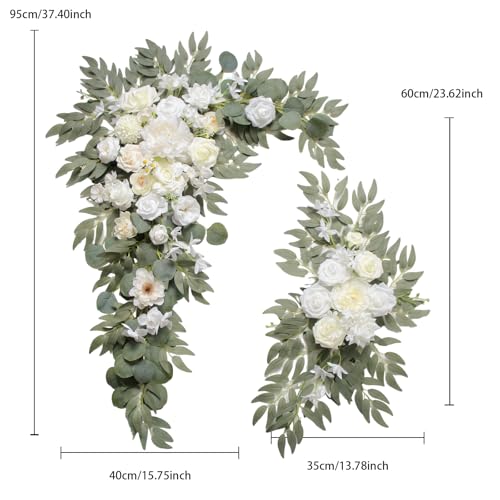 BASIMAN Arch Flowers with Drapes Kit (Pack of 3) for Wedding Ceremony Arbor and Reception Backdrop Decoration Wedding Welc...