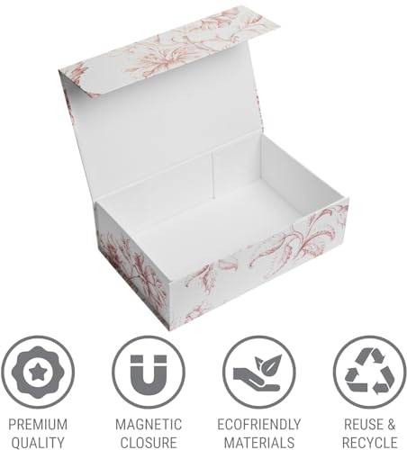 Sorarto Luxury Keepsake Gift Box | Pink Floral Decorative Boxes with Magnetic Lids for Presents, Wedding Memory Box, and B...