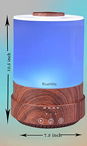 BlueHills Premium 2500 ML XL Essential Oil Diffusers - 30 Hr Run Aromatherapy Diffuser & Air Humidifier Mist for Large Roo...