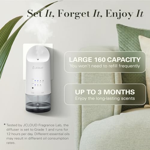 JCLOUD Plug in Diffuser for Essential Oils, Waterless Scent Diffuser Cover Up to 500 Sq. Ft. for Home, Office, Spa – Porta...
