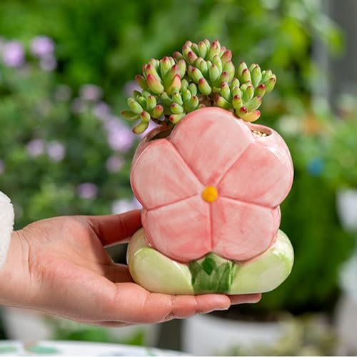 Busnos Pink Makeup Brush Holder Pen Holder for Office Desk Accessories Aesthetic Pencil Holder Cute Flower Home Decor Birt...