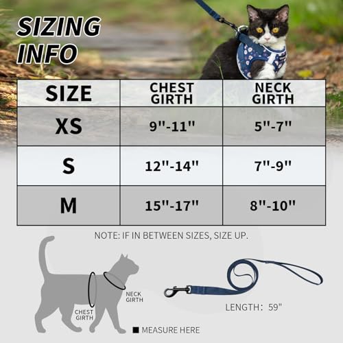 Arblina Soft Mesh Cat Harness and Leash Set for Walking,Escape Proof No Choke Step in Kitten Vest Harness,Reflective Ajust...