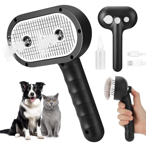 Cat Steam Brush for Grooming and Shedding for Long and Short Hair Pets Deshedding and Hair Removal tool for Dogs & Cats Se...