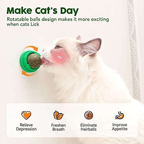 Potaroma Catnip Toys Balls 4 Pcs, Extra Cat Energy Ball, Edible Kitten Silvervine Toys for Cats Lick, Healthy Kitty Teeth ...