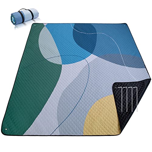 PY SUPER MODE Picnic Blankets Extra Large, Waterproof Foldable Outdoor Beach Blanket Oversized 83x79” Sandproof, 3-Layer P...