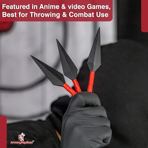 Armory Replicas™ Set of 3 Mini Decorative Kunai with Pouch – 5.25 Inch Cosplay Prop Knives for Display & Collection