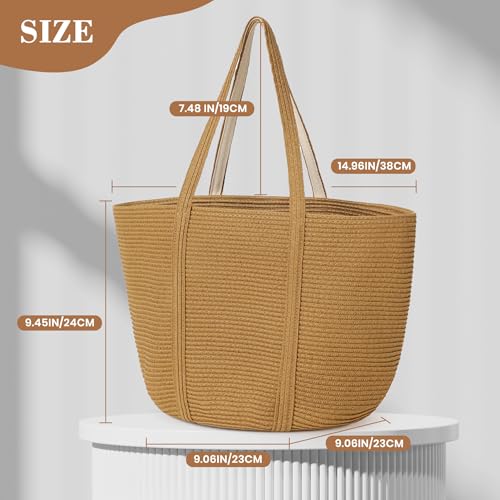 Straw Bag, Beach Bag Straw Beach Bags for Women Foldable Packable Beach Tote Lightweight Large Shoulder Handbags