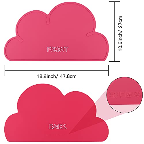 DesignSter Pet Food Mats–Dog Cat Feeding Mat Top Grade Cloud Silicone Pad Anti-Slip Waterproof Anti-Slip Bowl Placemat (Ruby)