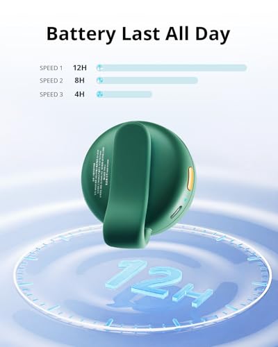 SBMKK Portable Silent Mini Bladeless Fan Clip On, 3 Speeds & Queit, Hands Free Shirt and Waist Clips Whirlwind Fans, USB R...