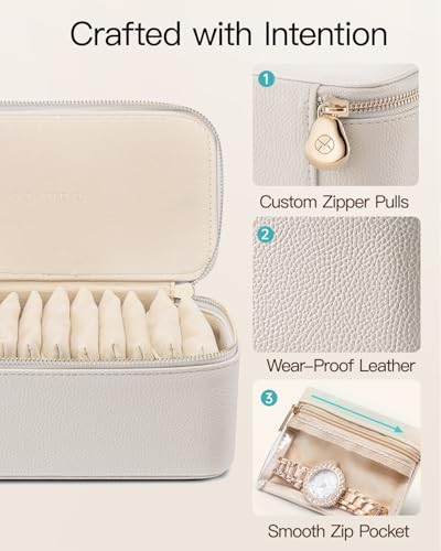 VLANDO Travel Jewelry Case,Jewelry Box with 12 Velvet Jewelry Pouch Jewelry Travel Organizer for Mothers Day Mom Gifts, Je...