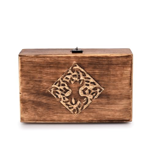 NIRMAN Handmade Wooden Jewellery Trinket Box Keepsake Storage Organizer with Hand Carved Celtic Design
