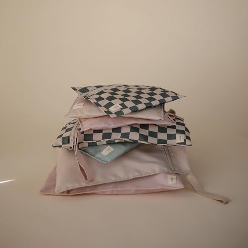 mushie Water Resistant Wet Bags | Large & Small Reusable Storage Bag for Baby Items and Travel | Zippered Pockets with Han...
