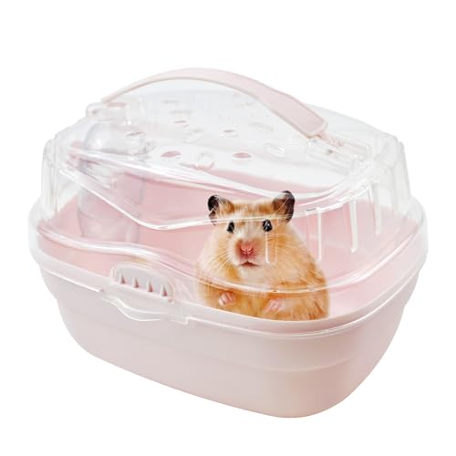 MUYG Hamster Carrier Cage with Water Bottle,Portable Hamsters Travel Cage Plastic Guinea Pig Carrying Cases Small Animal C...