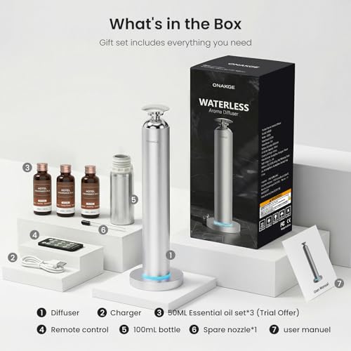 Waterless Aroma Diffuser, 8000mAh Battery Scent Air Machine for Large Room up to 1500 Sq Ft, Cold Air Diffusion Essential ...